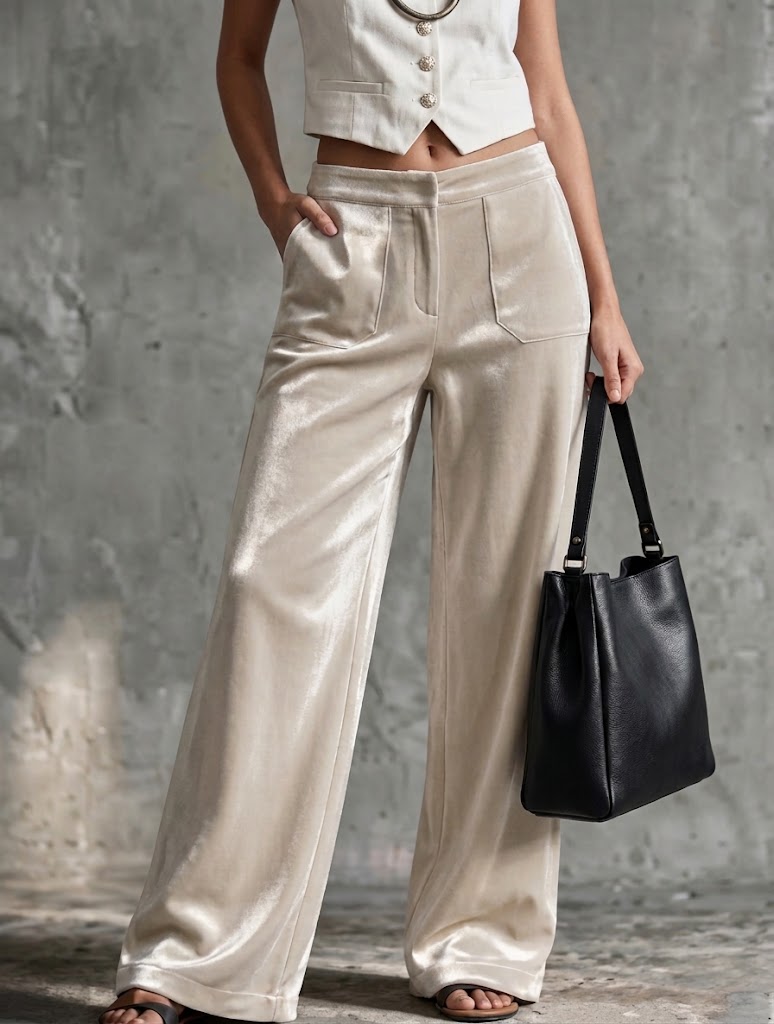 Velvet Wide-Leg Pants Plus Size