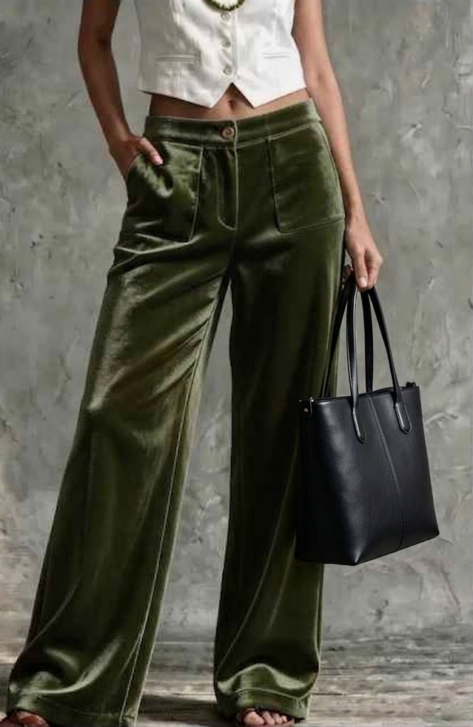 Velvet Wide-Leg Pants Plus Size