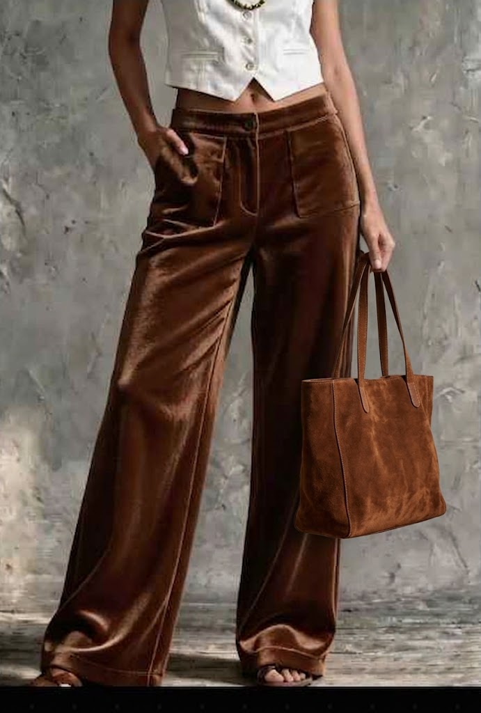Velvet Wide-Leg Pants Plus Size