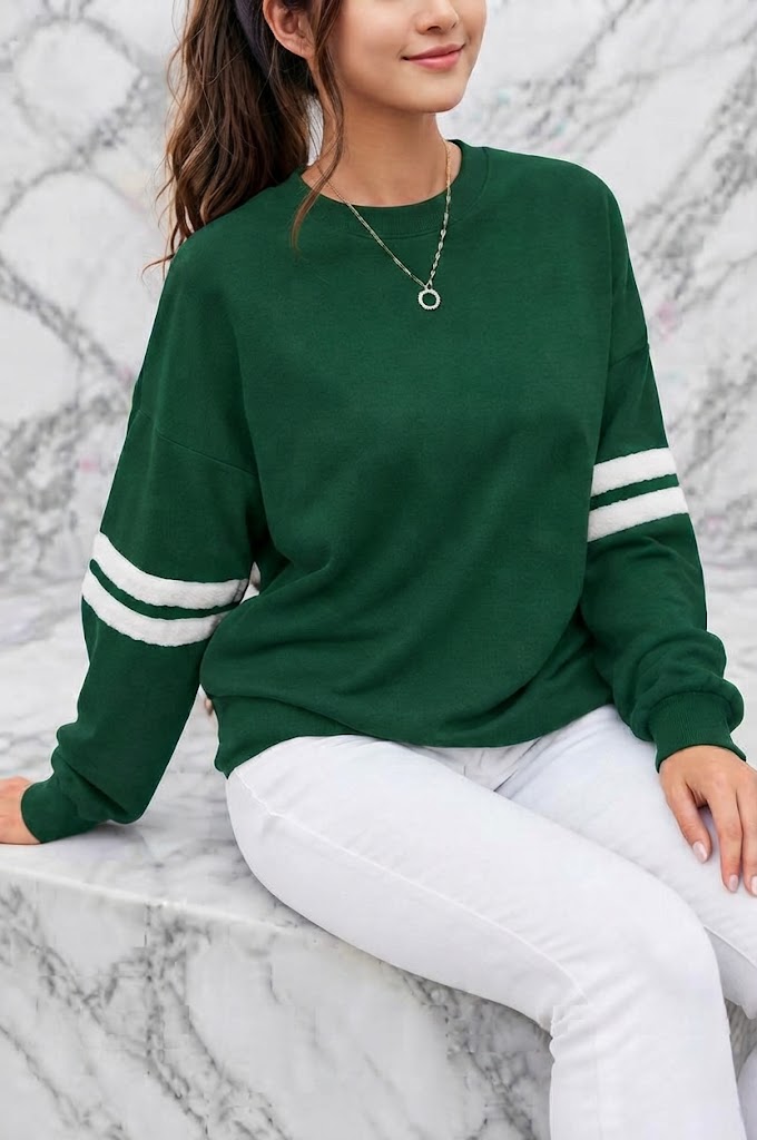 Striped Dropped Shoulder Sweatshirt