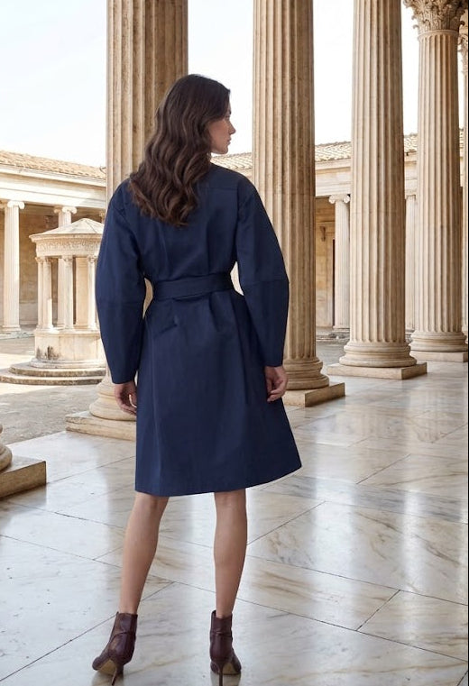 Double-Breasted Long Sleeve Trench Coat